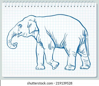 line art drawing of an elephant