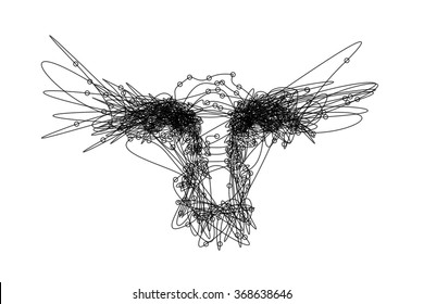 Line art drawing of eyes and nose sketched from face