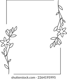 Line Art Drawing Flower Frame