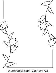 Linien-Kunstzeichnung Blumenrahmen