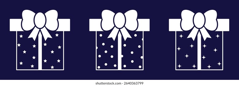 line art drawing gift box for coloring and drawing. presents isolated on background. Collection for Birthday, Christmas. For vector cartoon cute gift box icon design. 