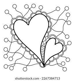 line art drawing of a heart for coloring, cards, books