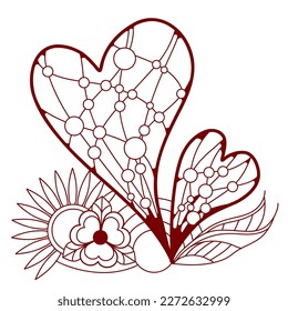 line art drawing of a heart for coloring, cards, books