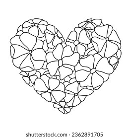 line art drawing of a heart for coloring, cards, books