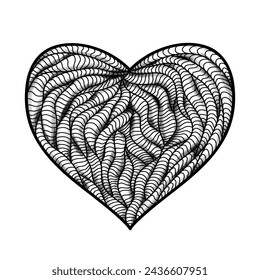 line art drawing of a heart for coloring, cards, books
