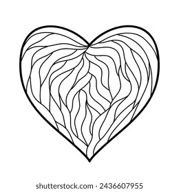 line art drawing of a heart for coloring, cards, books