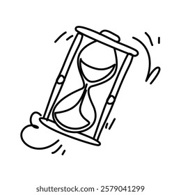 Line art drawing of an hourglass, symbolizing time management, deadlines, and the importance of effective use of time in education and learning