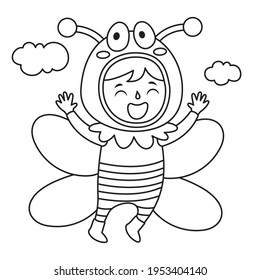 Line Art Drawing Kids Coloring Page Stock Vector (Royalty Free