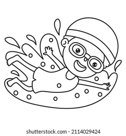 Line Art Drawing Kids Coloring Page Stock Vector (Royalty Free) 2114029424