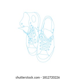 Line art drawing of A pair of old and worn canvas shoes