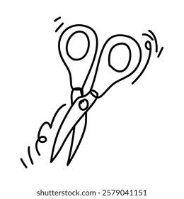 Line art drawing of a pair of scissors, symbolizing creativity, crafting, and hands-on learning