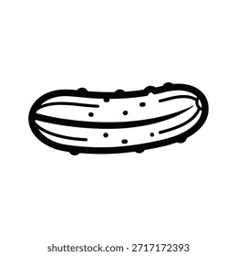 Desenho de arte de linha de vegetal de picles. Pepino para conceito de fermentação, intestino saudável, alimento probiótico, lanche fermentado, ingrediente de cozinha e condimento em conserva.