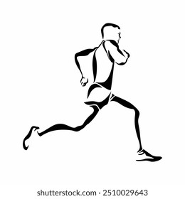  Line art drawing of a running man |Running Sketch Vector Illustration Material, Rat Drawing, Running