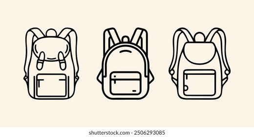 Line art drawing of school bag vector illustration design