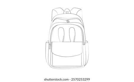 Line art drawing of school bag vector illustration design