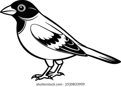 Desenho de arte de linha de Silhueta preto grosbeak vetor arte ilustração