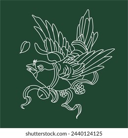 El arte lineal es una técnica de dibujo que utiliza líneas sin color ni sombreado. Un ejemplo simple es un dibujo de un pájaro con líneas claras que representan el cuerpo, las alas, la cola y tal vez los ojos, el pico y los pies. 