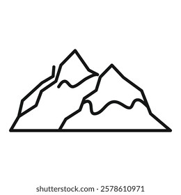 Line art drawing of two mountains with snowcapped peaks
