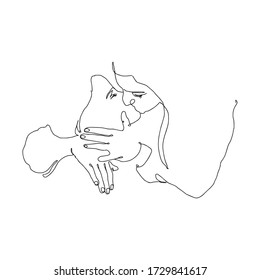 Dibujo de líneas ilustraciones vectoriales de besos de pareja.  Me encanta imprimir. Icono de gente minimalista. Símbolo de amor.