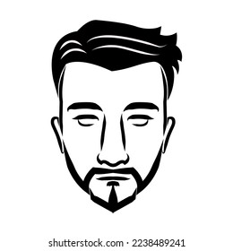 line art drawing of vintage male face. Good use for symbol, icon, avatar, tattoo, T Shirt design, logo or any design