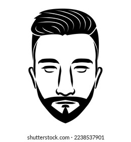 line art drawing of vintage male face. Good use for symbol, icon, avatar, tattoo, T Shirt design, logo or any design