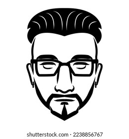 line art drawing of vintage male face. Good use for symbol, icon, avatar, tattoo, T Shirt design, logo or any design