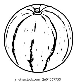 Line Art Drawing Of A Whole Watermelon Fruit