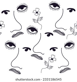  Line Art Drawing.Continuous line drawing of portrait.Minimalism art.Minimal line.Minimal line pattern
