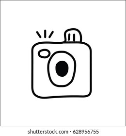 Line art drawings camera vector illustration