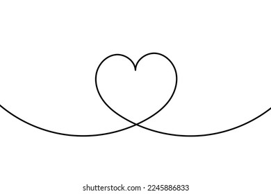 Line art drawn with a continuous line. Big heart in the center of the background.