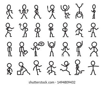 Line Art Drawn Stick Figures Cartoon Stock Vector (Royalty Free ...