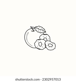 Line art dried apple illustration