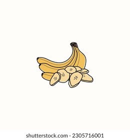 Line art dried banana drawing