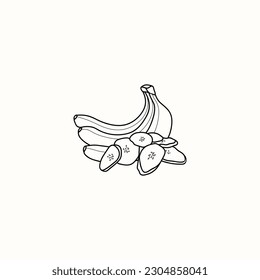 Line art dried banana illustration