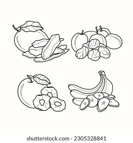 Line art dried fruits collection