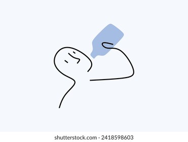 line art, drinking water with a glass illustrasi