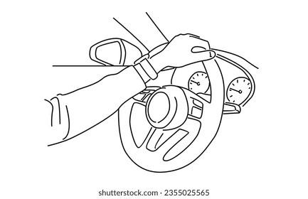 ilustración del vector del volante de la dirección de la parte de la línea de retención del conductor