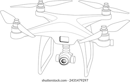 Line art drone. Sketch of drone