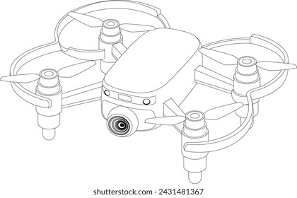 Line art of drone. Sketch of drone