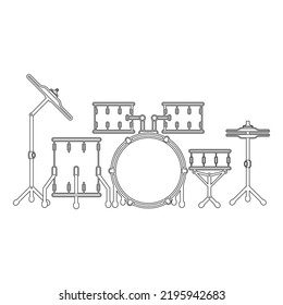 line art drum set isolated on white background