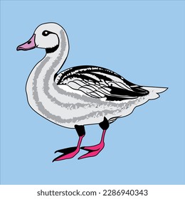 Line art of a duck in colorful for color books