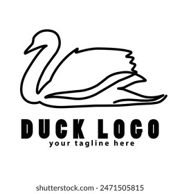 line art duck logo vector icon illustration