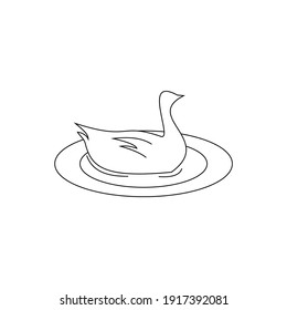 Line art of ducks that are still swimming