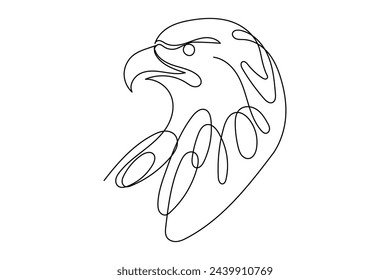 Line Art Eagle. Bird Doodle Illustration. Silhouette Outline Wild Holy Eagle Bird Monochrome Symbol Contour Hand Drawn. Eagle Bird Mascot Curve Line Decoration