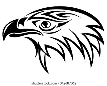 Line Art Eagle Or Hawk Head