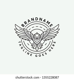 Line art eagle hawk logo design template