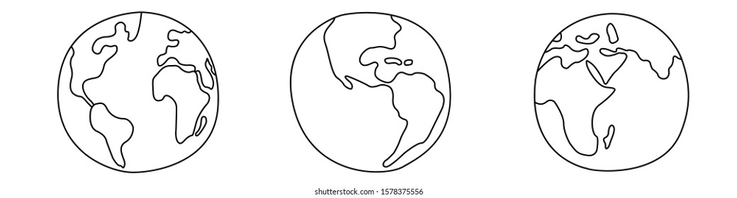 Line art Earth. Vector illustration, isolated on white. Modern minimalistic style