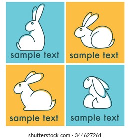 line art easter rabbit collection