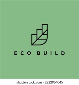 line art Eco Build logo vector