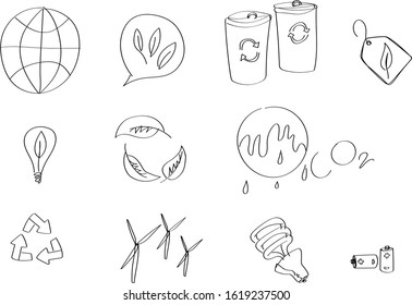 Line Art Ecology Earth Care Doodles Stock Vector (Royalty Free ...